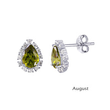 Load image into Gallery viewer, Lhe01027 Sterling Silver Pear Shape cz earring Assorted Birthday Stones