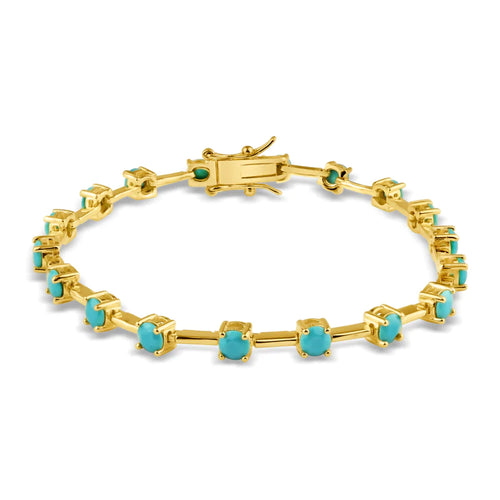 Lhb003859 Sterling Silver Bracelet Gold Plated Turquoise Bracelet