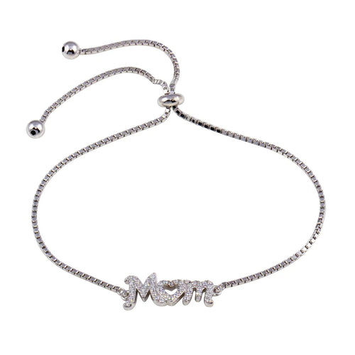 Lhb005779 Sterling Silver Mom Bracelet Cz Stones