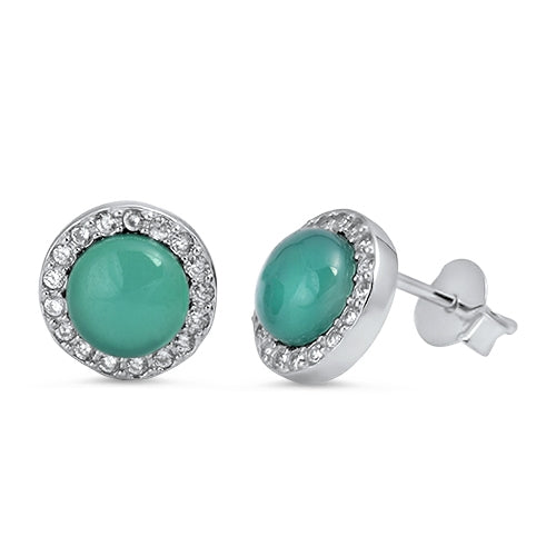 Lhe4110849 Sterling Silver Earring Agate  round  cz stones