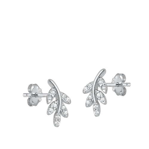 Lhe4114349 Sterling Silver Earring Leaf Cz Stones