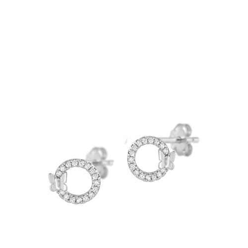 Lhe4114949 Sterling Silver Earring Circle Cz & Butterfly