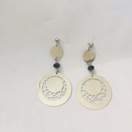 Lhe0257 Sterling silver Earring Italian Light Weight with Black Bead