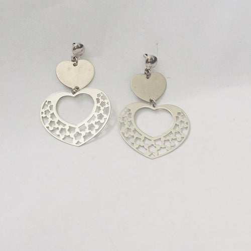 Lhe0261 Sterling Silver Earring Italian Light Weight  Heart Shape