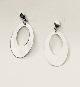 Lhe0275 Sterling Silver Earring Italian Light Weight Open Oval