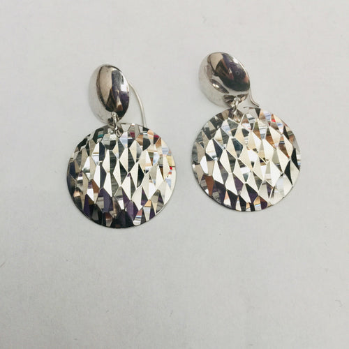 Lhe0277 Sterling Silver Earring Italian Round  Multi Diamond Cut Light Weight
