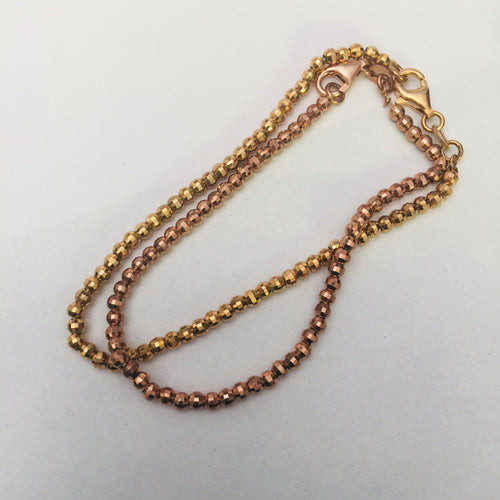 Lhb0435 Sterling Silver Bracelets Gold & Rose Gold Plated Beads set