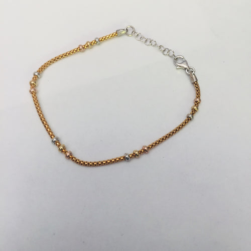 Lhb0438 Sterling Silver Bracelet Delicate Gold Plated Beads