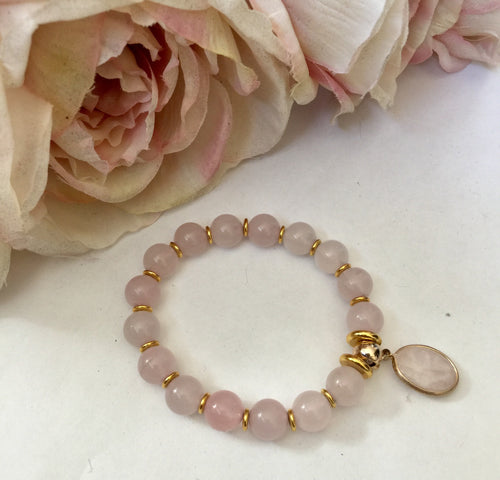 Lhb00786 Real Stone Rose Quartz with Drop Hand Made
