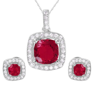 Lhset000209 Set  July Sterling Silver Set Ruby cz