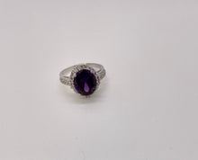 Load image into Gallery viewer, Lhr3972 Sterling Silver Ring Amethyst Cz Oval