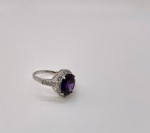 Load image into Gallery viewer, Lhr3972 Sterling Silver Ring Amethyst Cz Oval