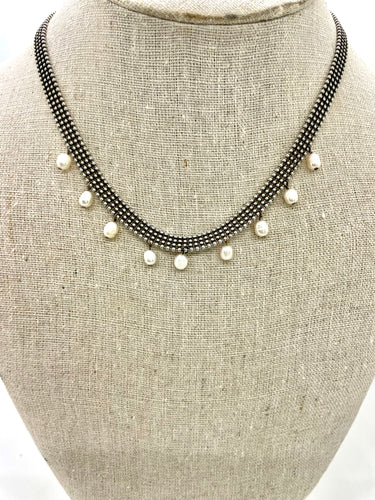 Lhn4863 Fashion Necklace Choker Style Real  Pearl Dangle 2 in stock