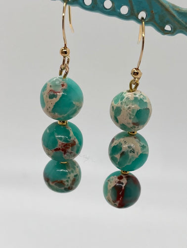 Lhe0002Ag Real Stone Earring Agalmatolite Semi Precious Stone Hand Made USA