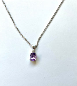 Lhn05703 Necklace Amethyst Rhodium Plated Chain