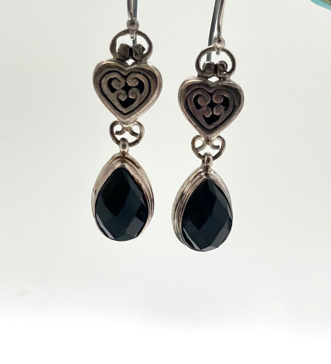 Lhe05706 Sterling Silver Bali Earring Tear Drop Black Onyx