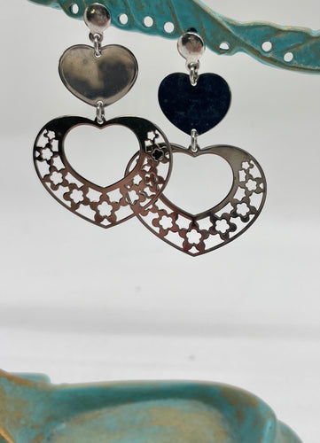 Lhe05711 Sterling Silver Italian Earring Heart Shape Light Weight