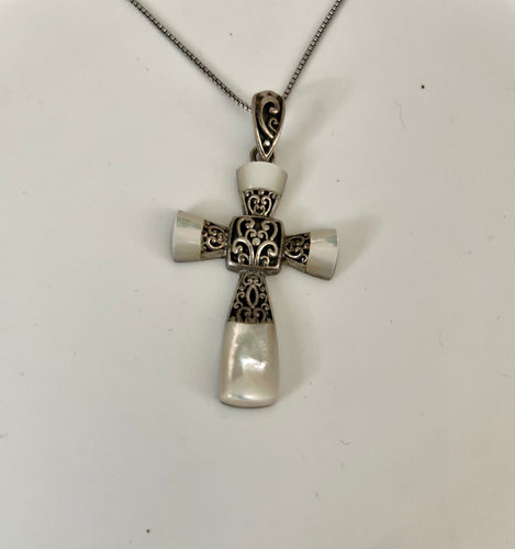 Lhp5995 Sterling Silver Cross Mother of Pearl