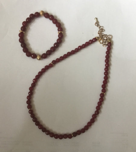 Lhset0080 Real Stone set Red Jade Facetted 6mm Necklace & bracelet Sold Seperately 33.00 bracelet Necklace 40.00