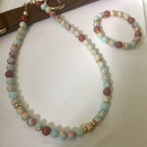 Lhn0080 Real Stone Necklace & Bracelet Green Aqua Terra Sold Separately too 65.00 Necklace bracelet 33.00