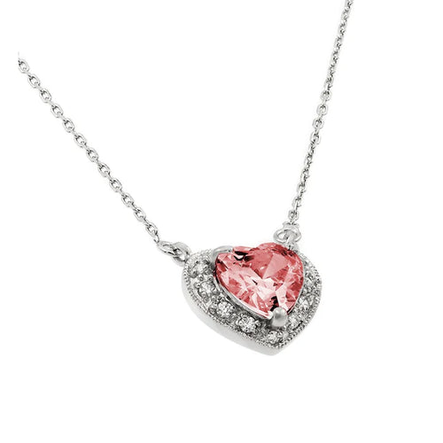 Lhn00911 Sterling Silver Heart Necklace Ruby July