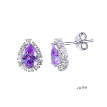 Load image into Gallery viewer, Lhe01027 Sterling Silver Pear Shape cz earring Assorted Birthday Stones