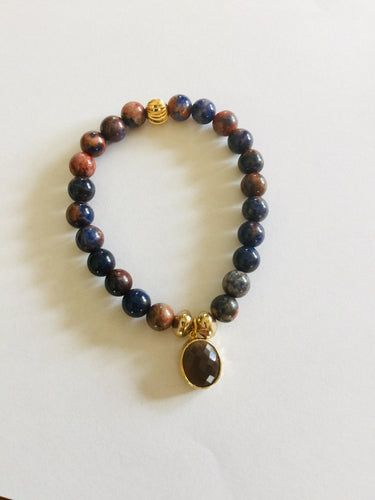 Lhb0026 Real Stone Bracelet Sunset Orange Sodalite with drop