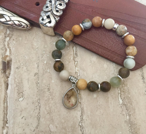 Lhb0076 Real Stone Bracelet Natural Flower Jade 10mm Fancy Drop *** Tear drop out of stock