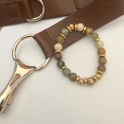 Lhb0077 Real Stone Bracelet Natural Flower Jade & Gold Filled Rondelles