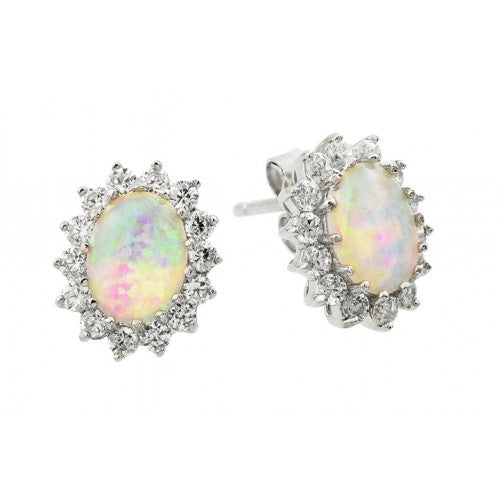 LHE00941* Oval Lab OPAL STERLING SILVER EARRING