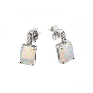 LHE00943 Sterling silver Lab opal earring