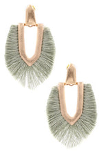 Load image into Gallery viewer, LHE39008 MOSS GREEN COTTON TASSLE EARRINGS