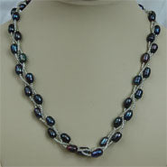 LHNF074 Magnetic Peacock color pearl necklace