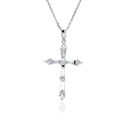 LHP00484 Sterling silver baguette cross