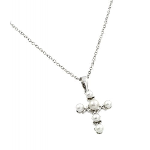 LHP00858 Sterling silver pearl cross