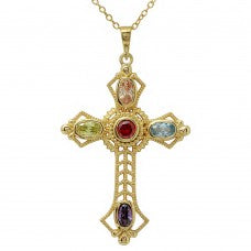 LHP01134G Sterling silver multi color cross