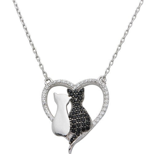 LHP01527 Sterling silver cat necklace