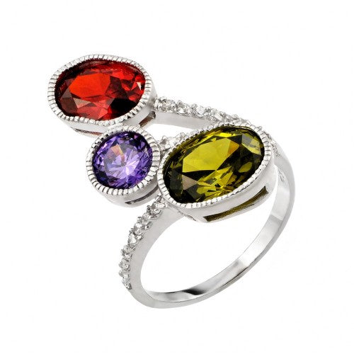 LHR0988 Sterling silver multi color ring