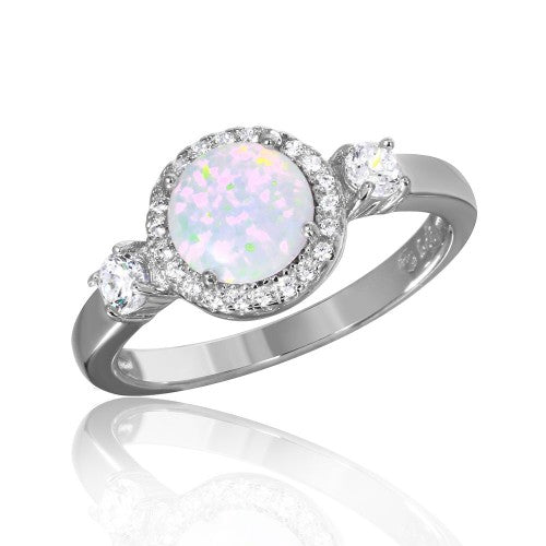 LHR01045 Sterling silver synthetic opal ring