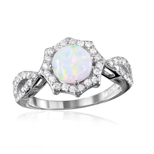 LHR01054 Sterling silver synthetic opal ring