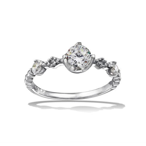 LHR01126 Sterling silver cz ring