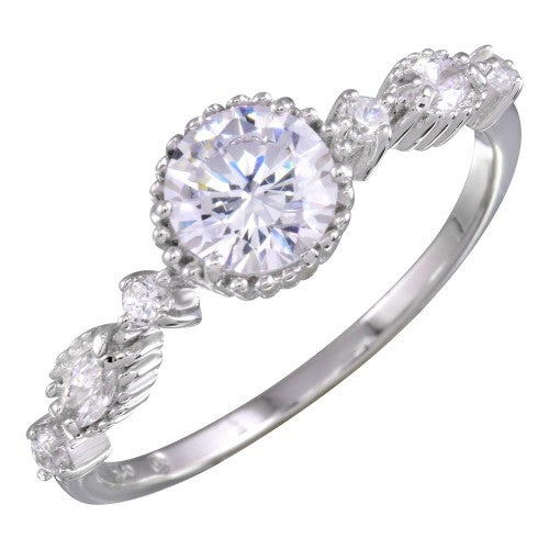 LHR01154 Sterling silver cz round  ring