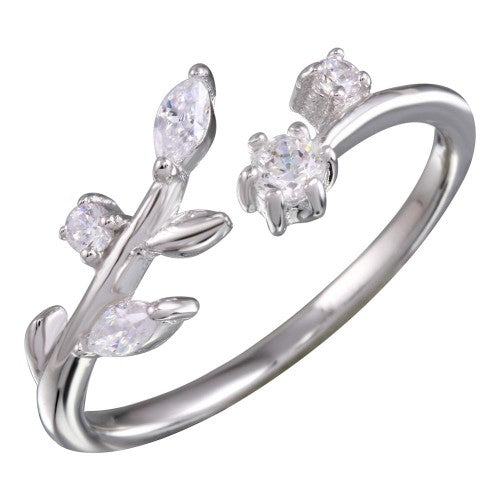 LHR01159 Sterling silver open leaf ring