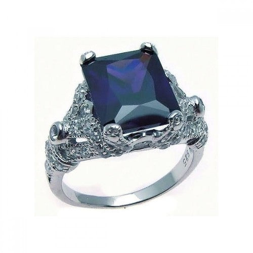 LHR0567 VINTAGE STERLING SILVER AMYTHIST CZ RING
