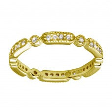 LHR1186G Sterling silver gold plated eternity band cz