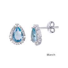 Load image into Gallery viewer, Lhe01027 Sterling Silver Pear Shape cz earring Assorted Birthday Stones