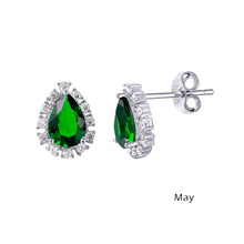 Load image into Gallery viewer, Lhe01027 Sterling Silver Pear Shape cz earring Assorted Birthday Stones