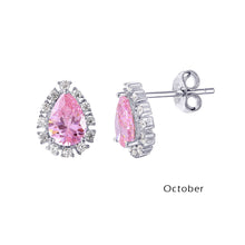 Load image into Gallery viewer, Lhe01027 Sterling Silver Pear Shape cz earring Assorted Birthday Stones