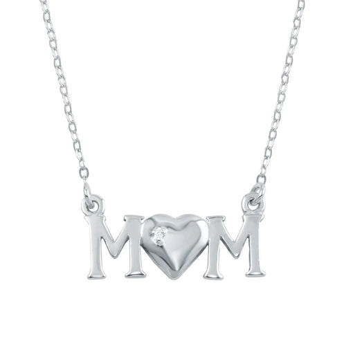 Lhp001059*Sterling Silver Mom Necklace Cz Stone