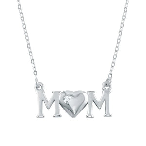 Lhp001059 Sterling Silver Mom Necklace Cz Stone